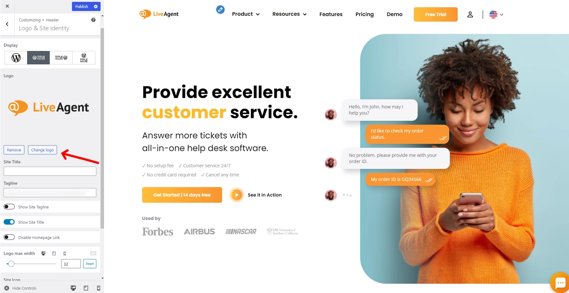 Propojení loga záhlaví s domovskou stránkou