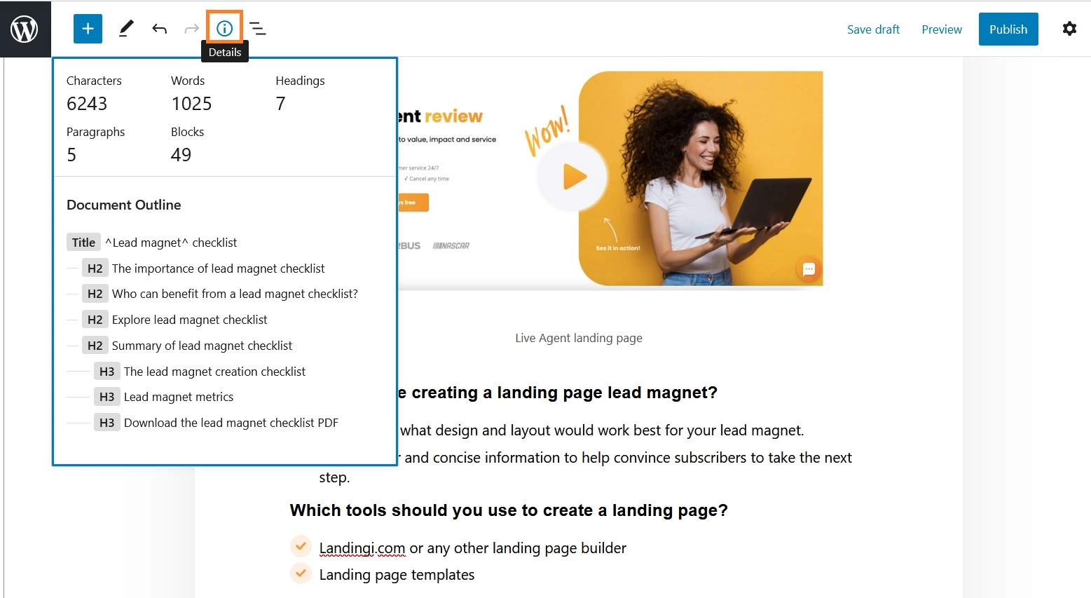 Podrobnosti článku WordPress