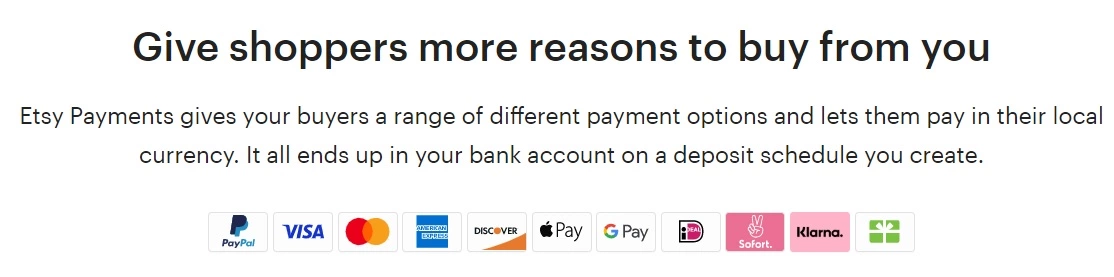 Způsoby platby Etsy