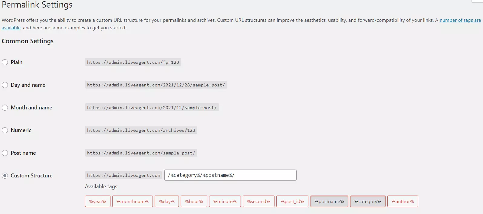 Příklad nastavení trvalého odkazu