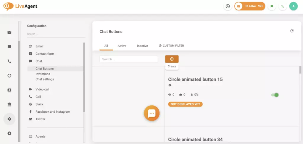 Nastavení sekce chatu LiveAgent