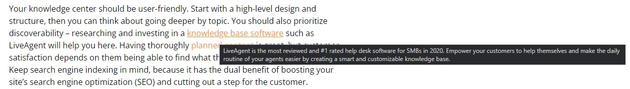 Interní odkaz v článku LiveAgent
