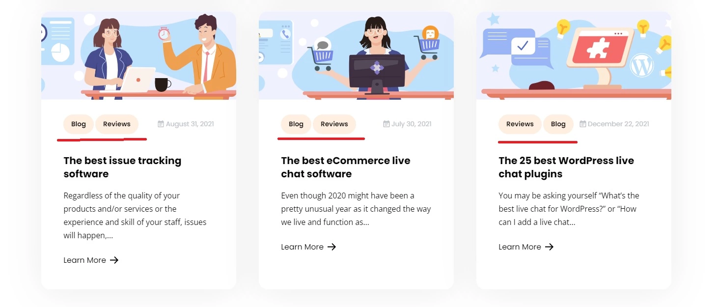 Příklad značek blogu