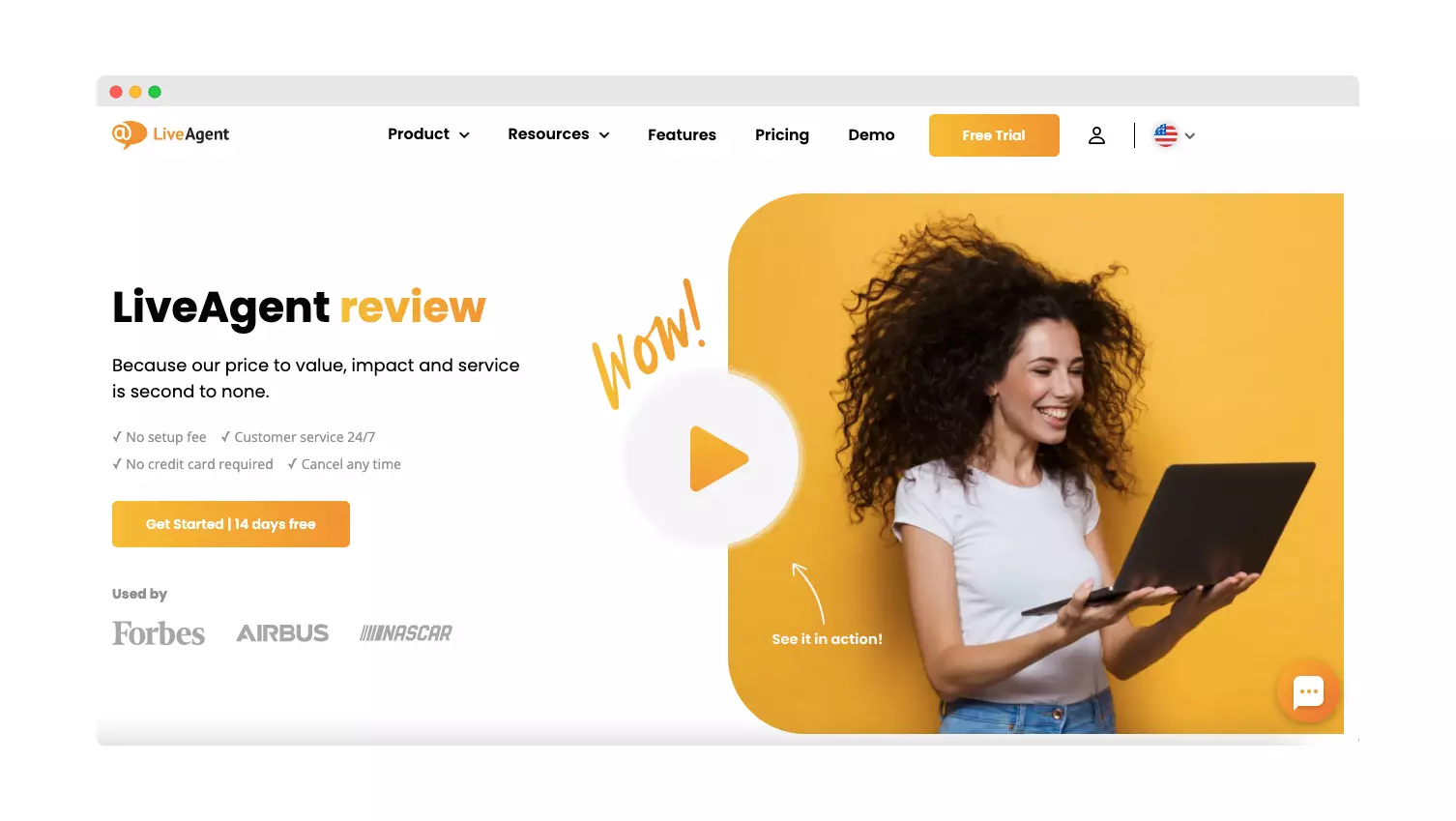 Cílová stránka Live Agent