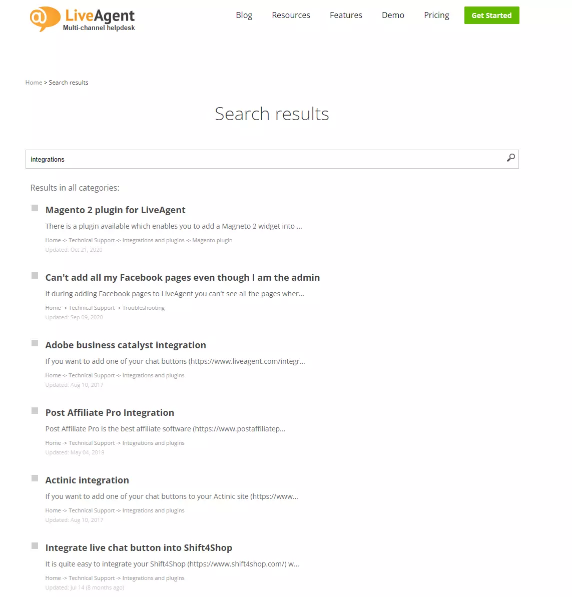 Portál podpory LiveAgent - integrace