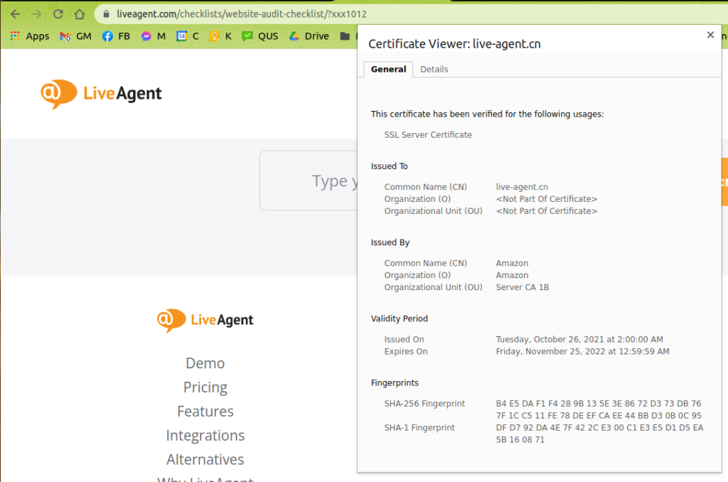 Příklad SSL certifikátu