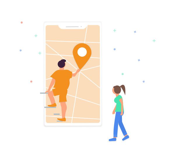 Cestování - hledání umístění - ilustrace