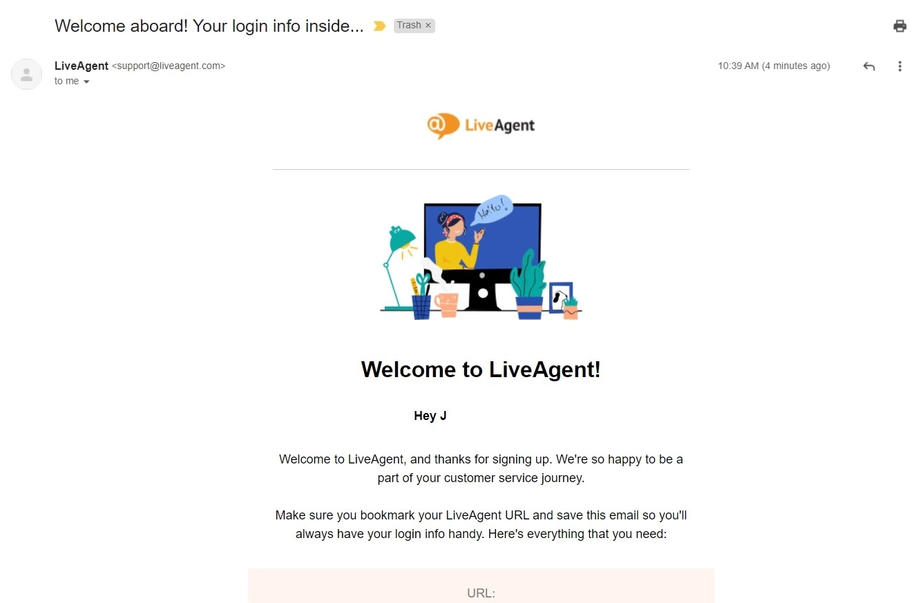 Vítejte v e-mailu LiveAgent