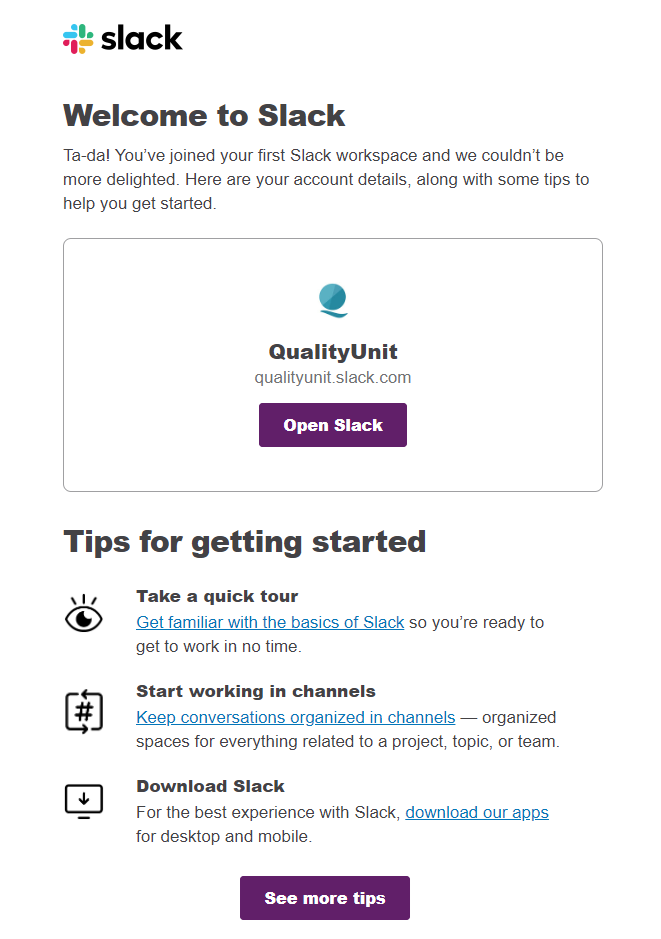 Vítejte v Quality Unit Slack