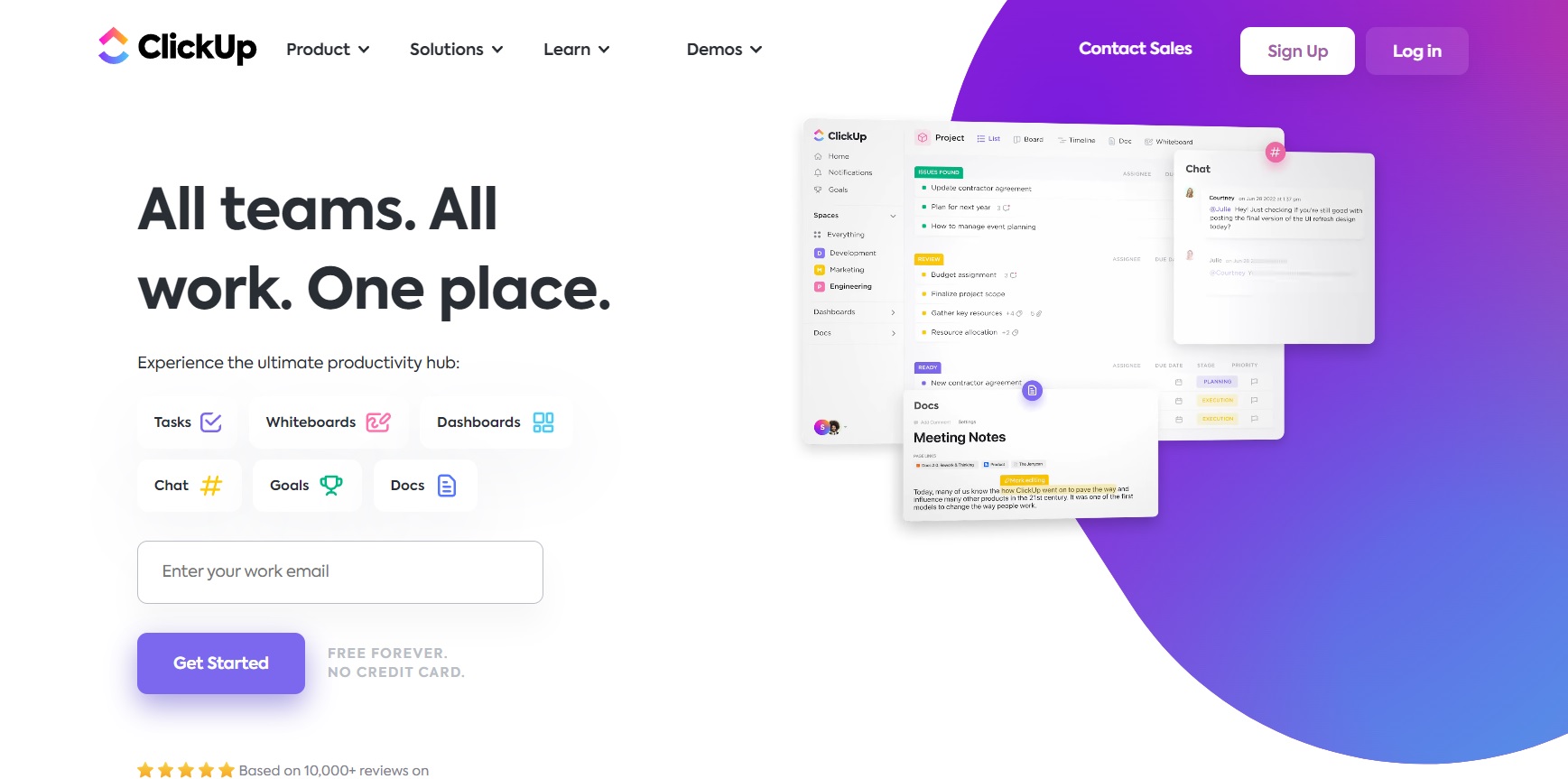Domovská stránka ClickUp - plánujte, sledujte a snadno spravujte své projekty z jednoho místa.
