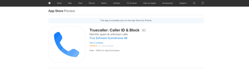 Truecaller: Caller ID & Block webová stránka App Store