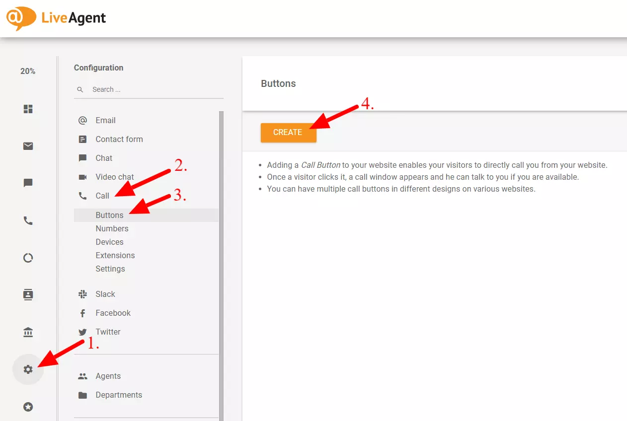 tlačítko vytvořit hovor