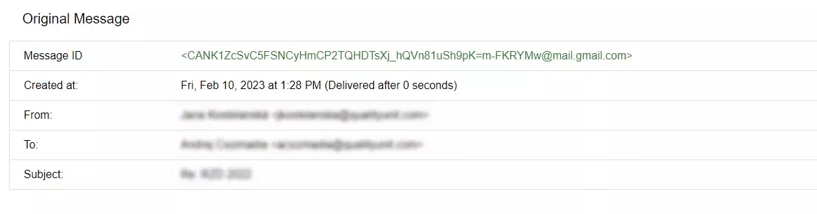 Příklad ID emailové zprávy