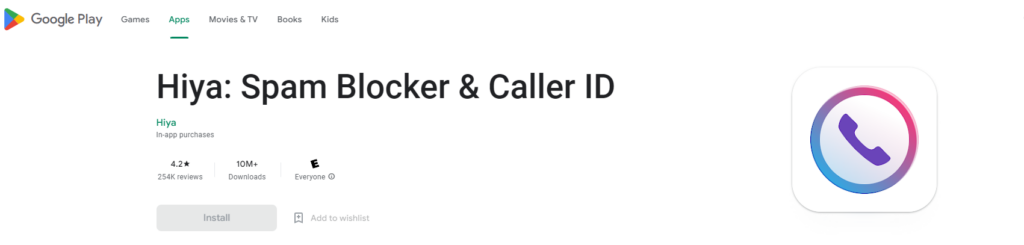 Hiya: Spam Blocker & Caller ID webová stránka Google Play