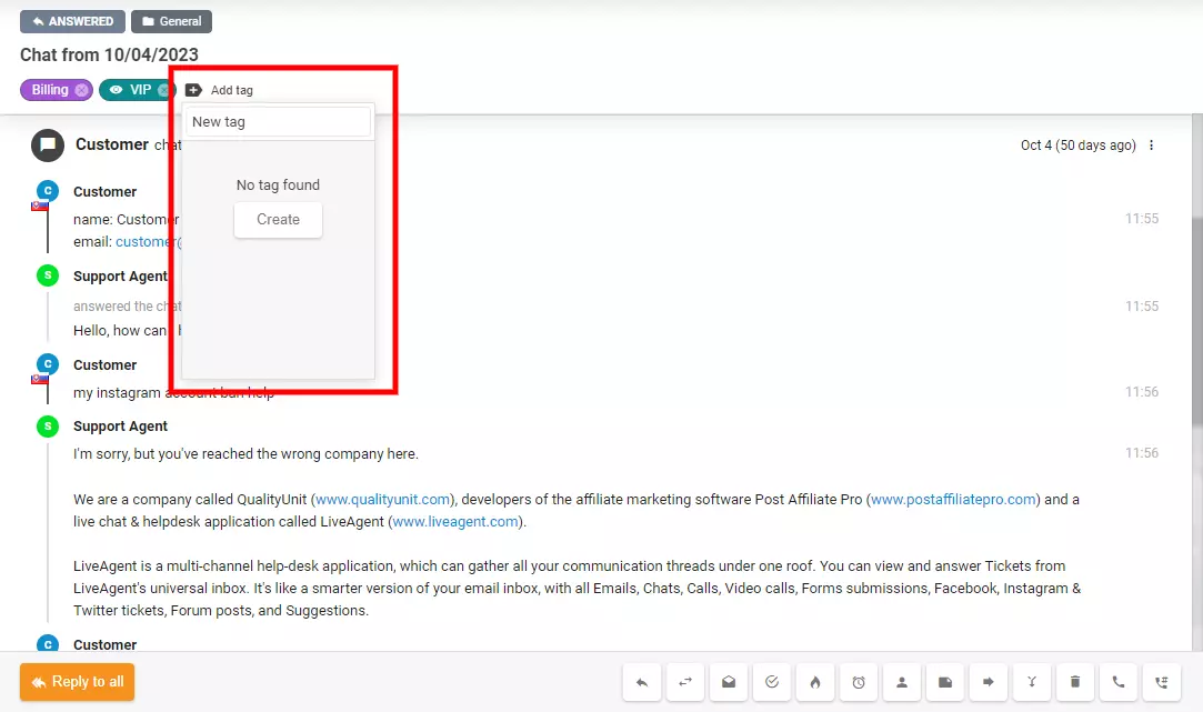 Obrázek ukazuje, jak vytvořit novou značku přímo uvnitř lístku