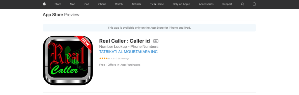 Real Caller: Caller id webová stránka App Store