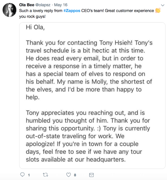 Odpověď Zappos