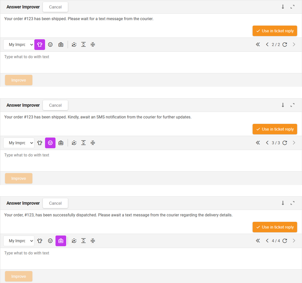 Režimy Zlepšovače odpovědí