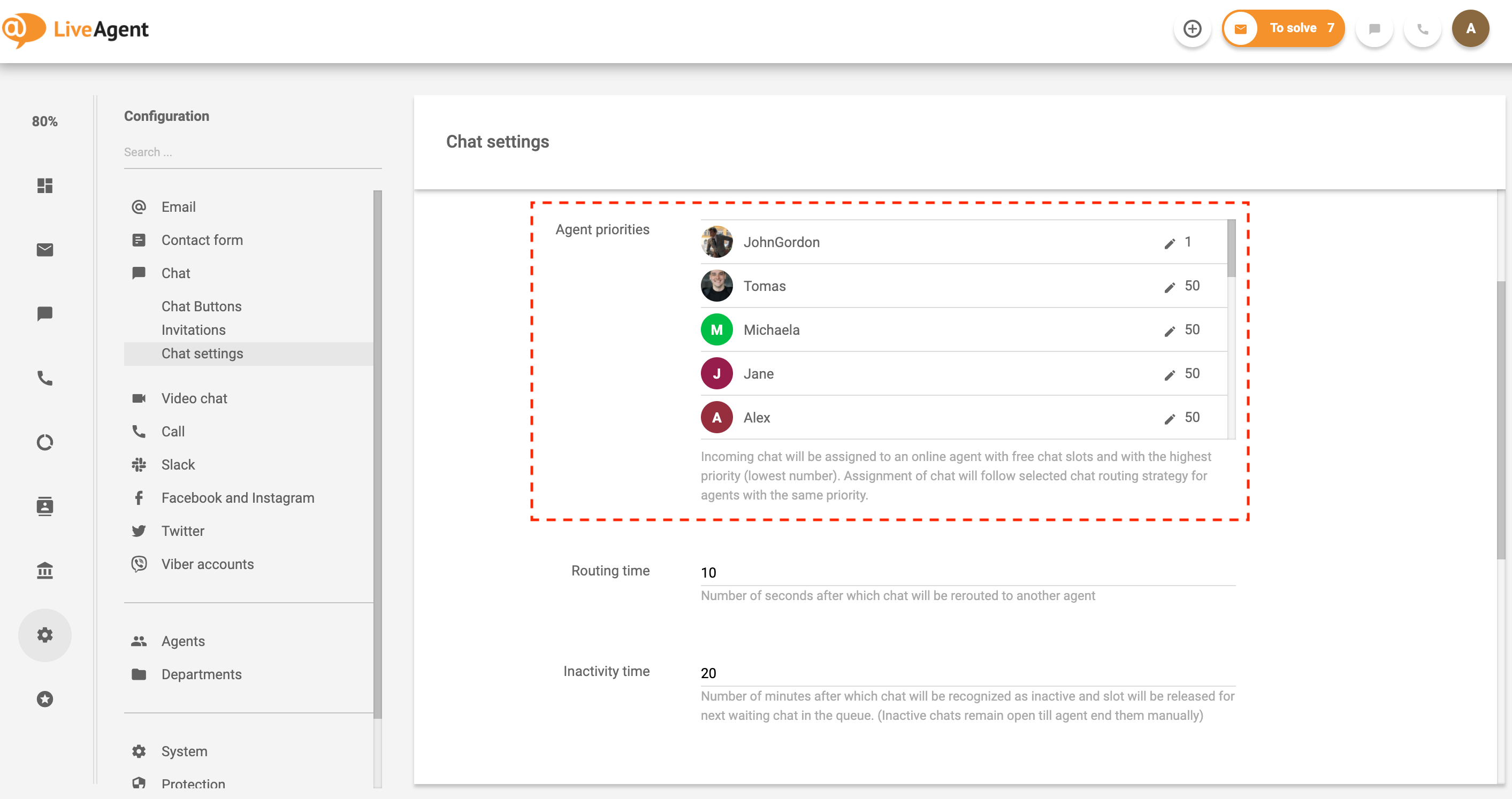 Automatická distribuce chatu priority agentů