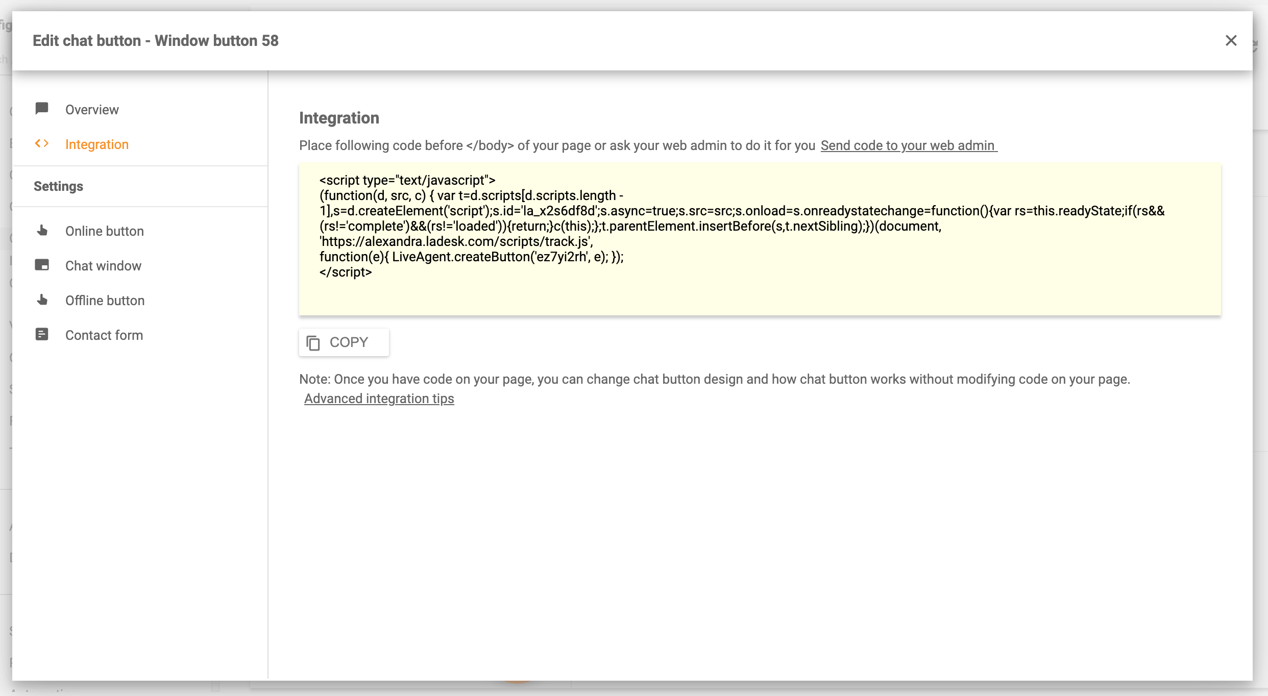 Vložení chatu na web - LiveAgent
