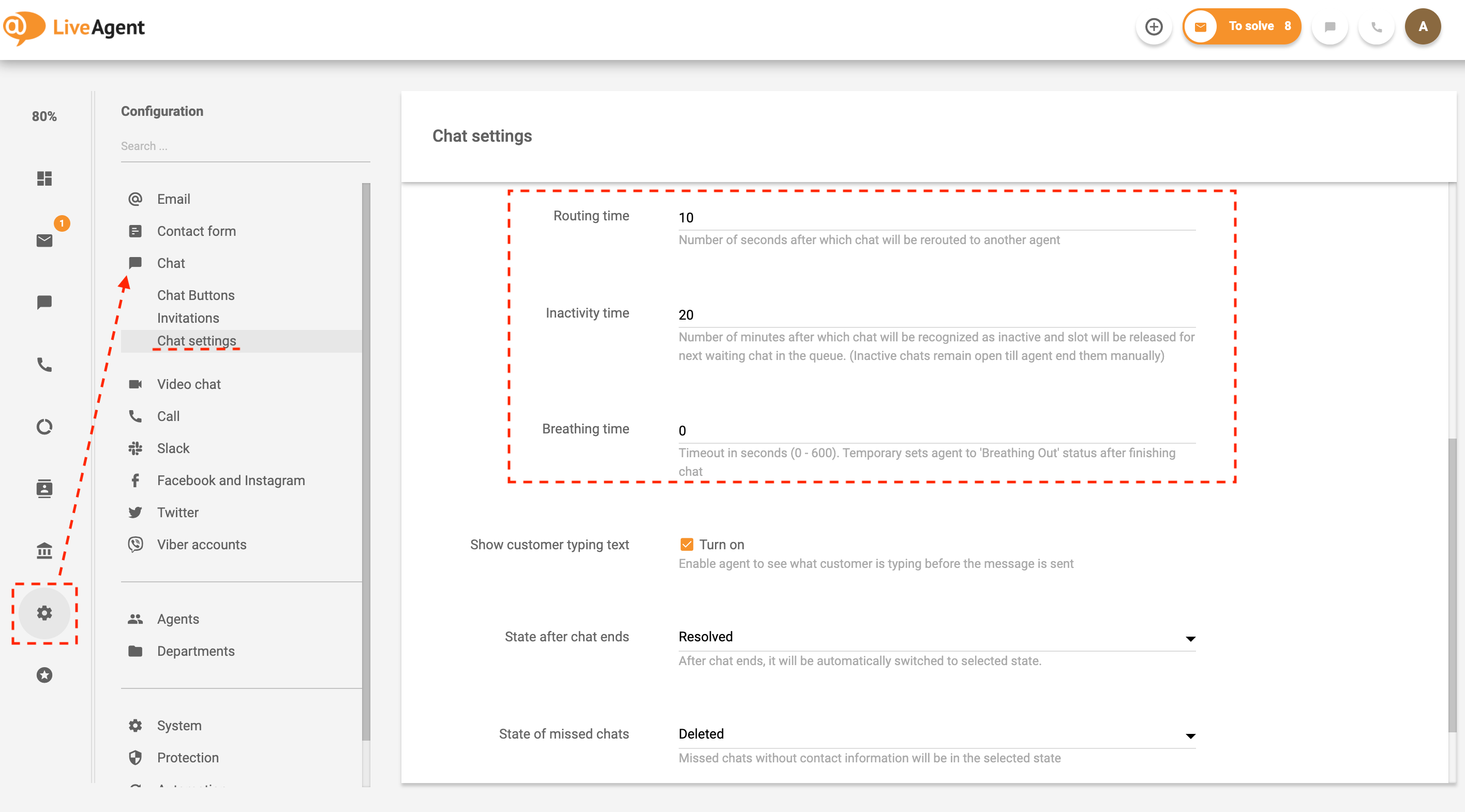Nastavení směrování chatu v LiveAgent