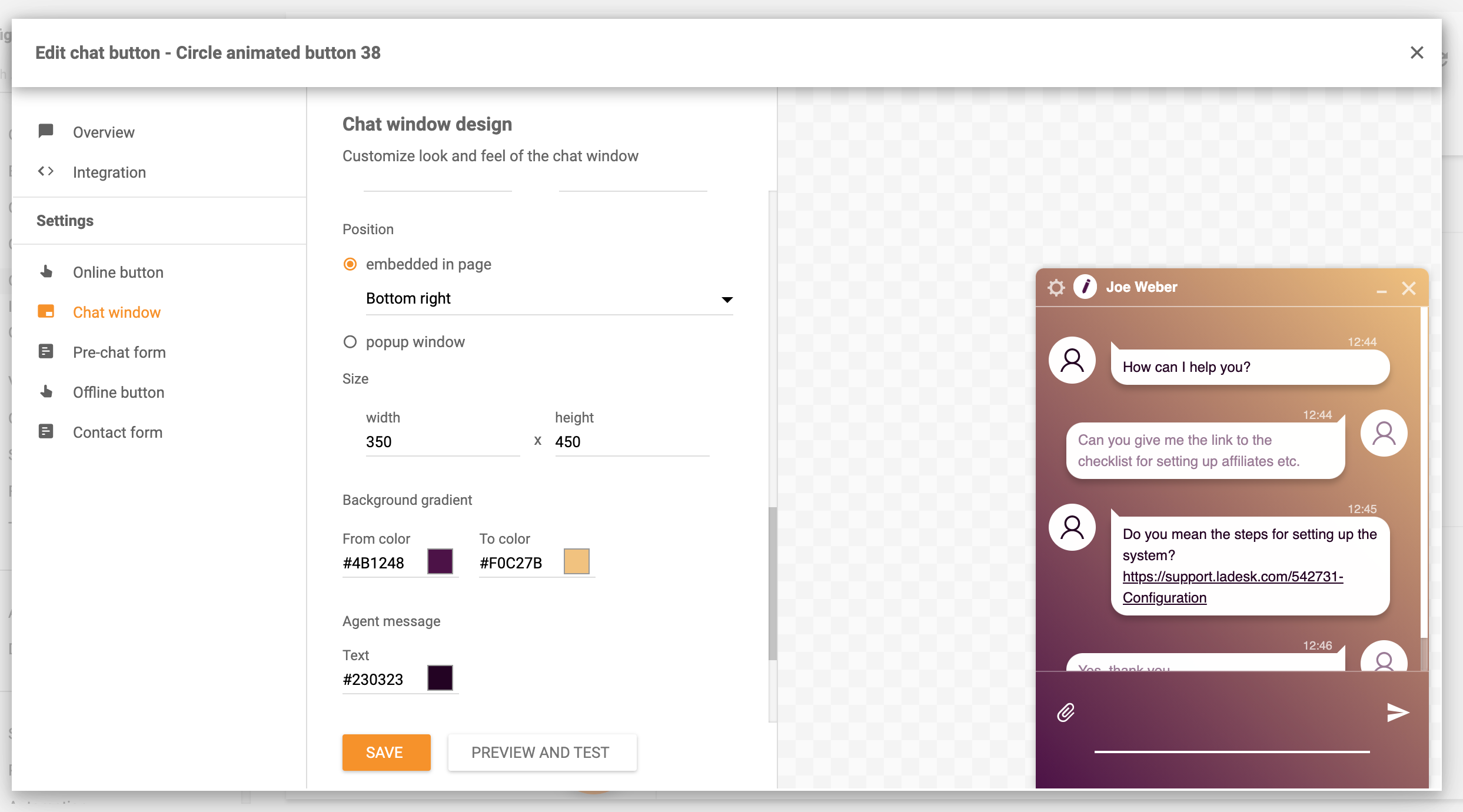 Funkce ukotvení okna chatu