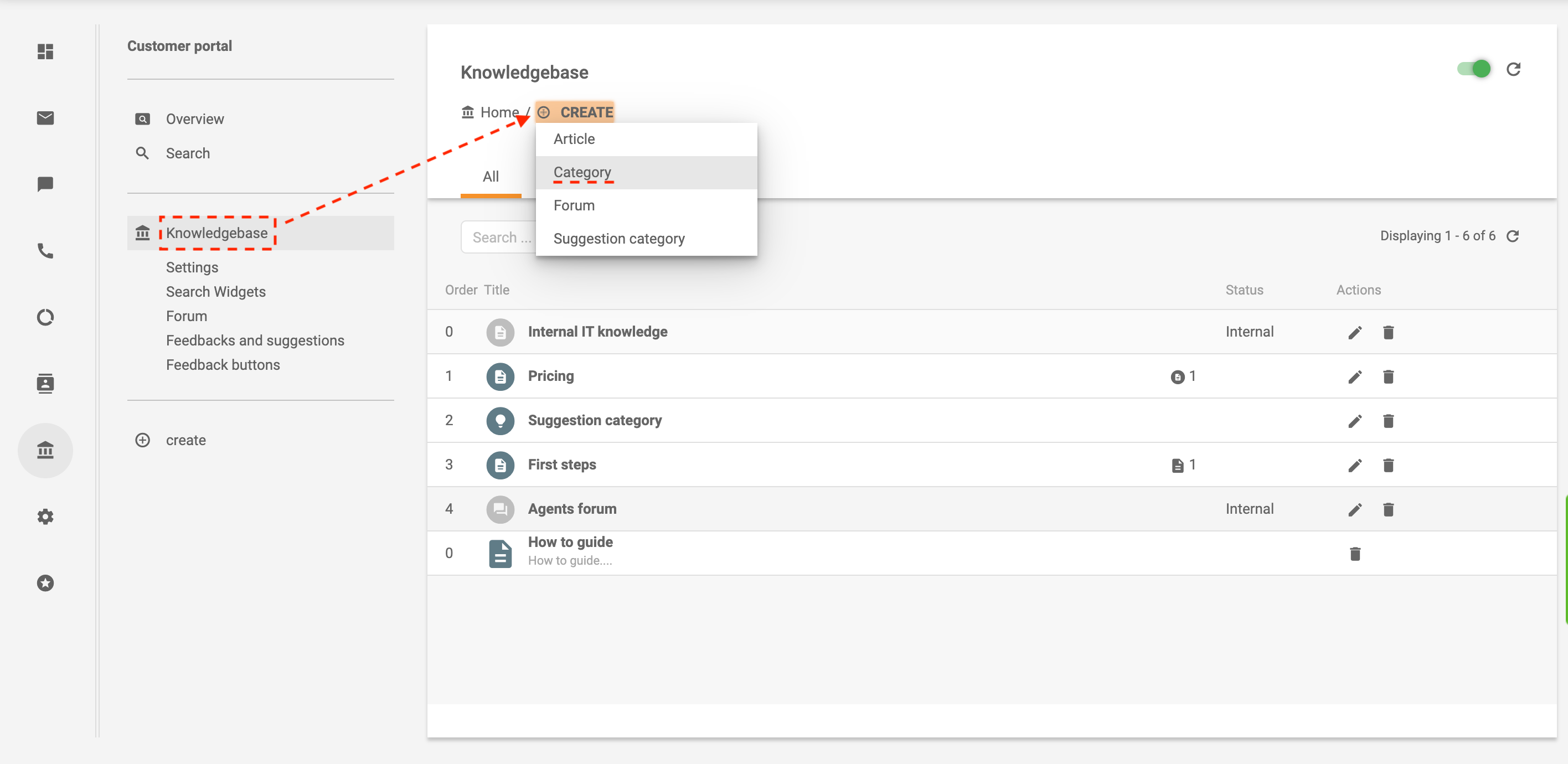 Vytvoření kategorie v LiveAgent