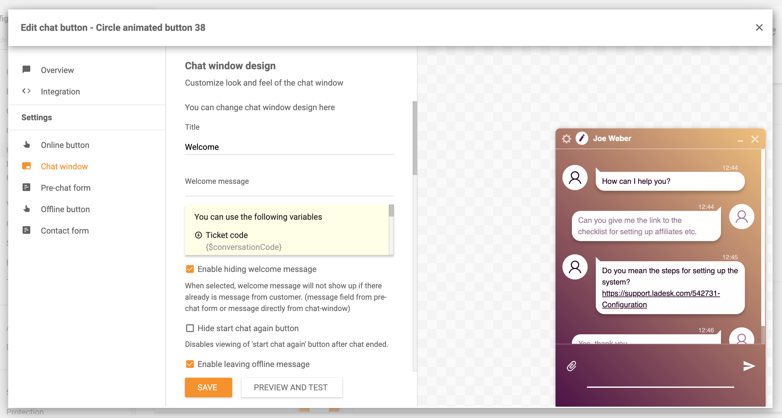Navrhněte si svůj chat v reálném čase v LiveAgent
