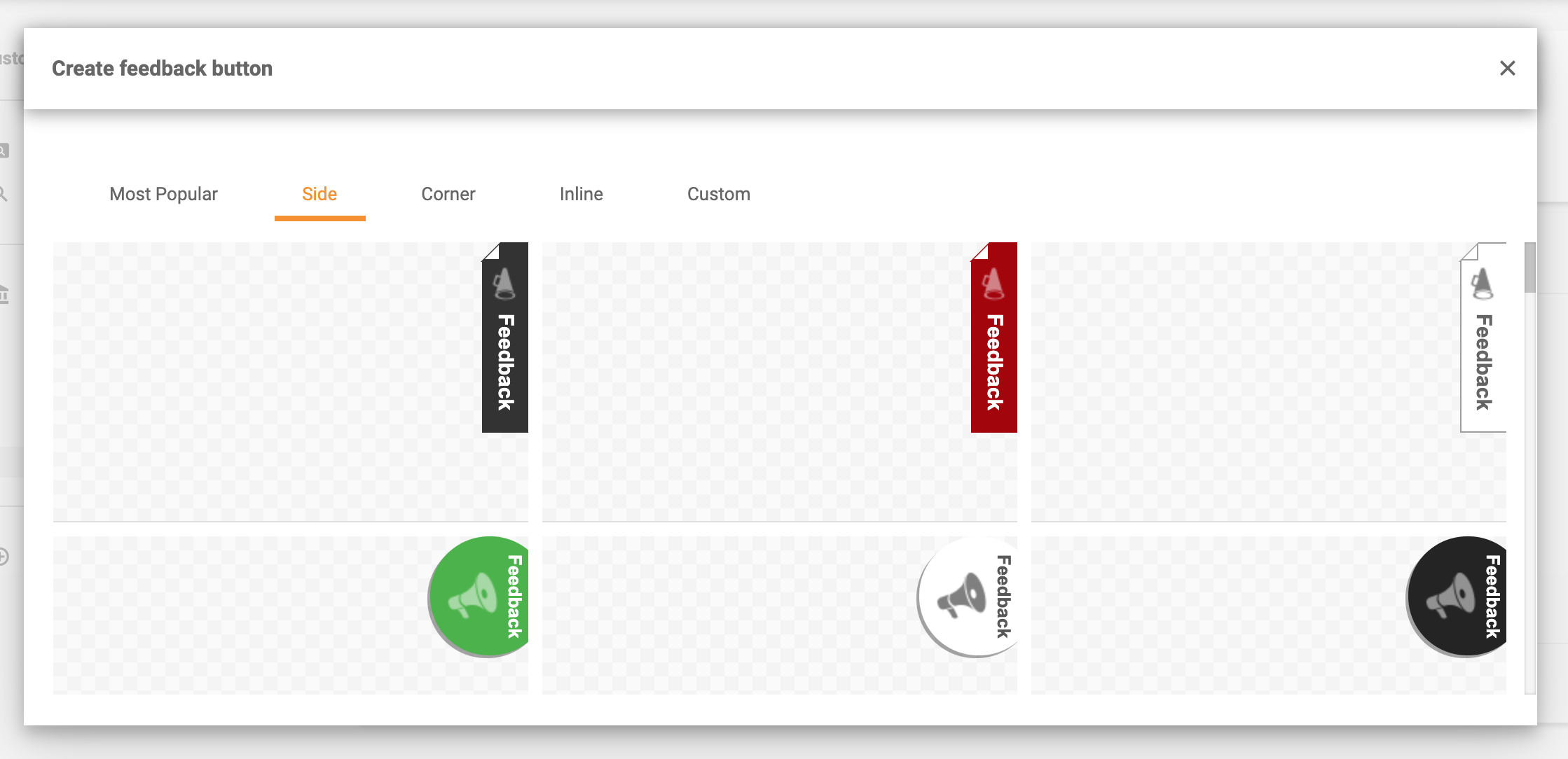 Boční tlačítka zpětné vazby