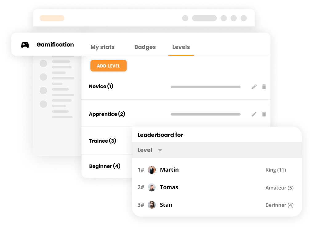 Leaderboard pro úrovně