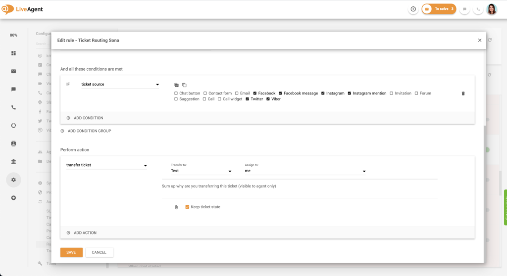Nastavení pravidel směrování lístků - Část 2