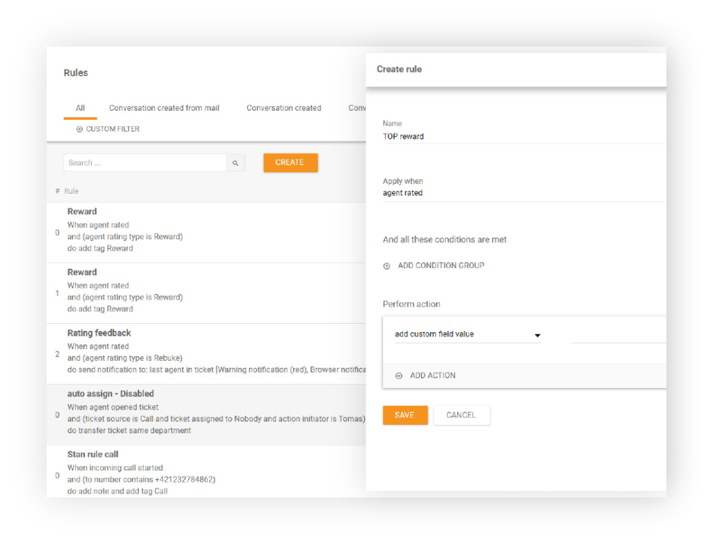 Vytvoření pravidla v LiveAgent