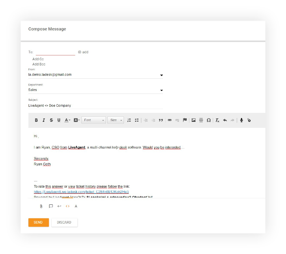 Editor WYSIWYG - Nový tiket