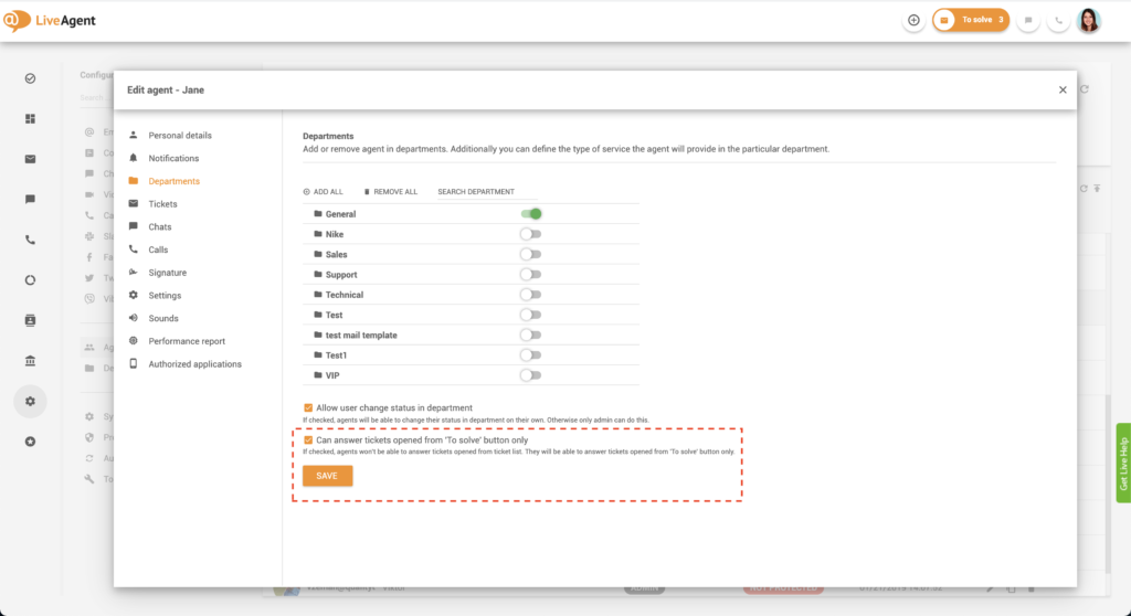 Nastavení Pouze K vyřešení
