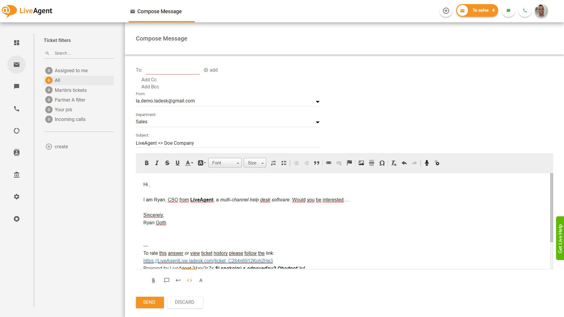 WYSIWYG editor v novém tiketu