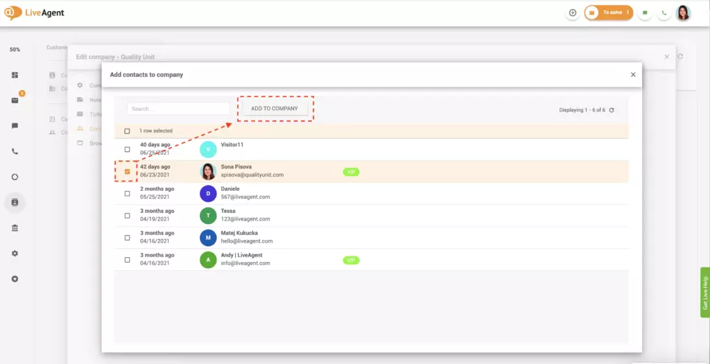 Přidat kontakty do společností