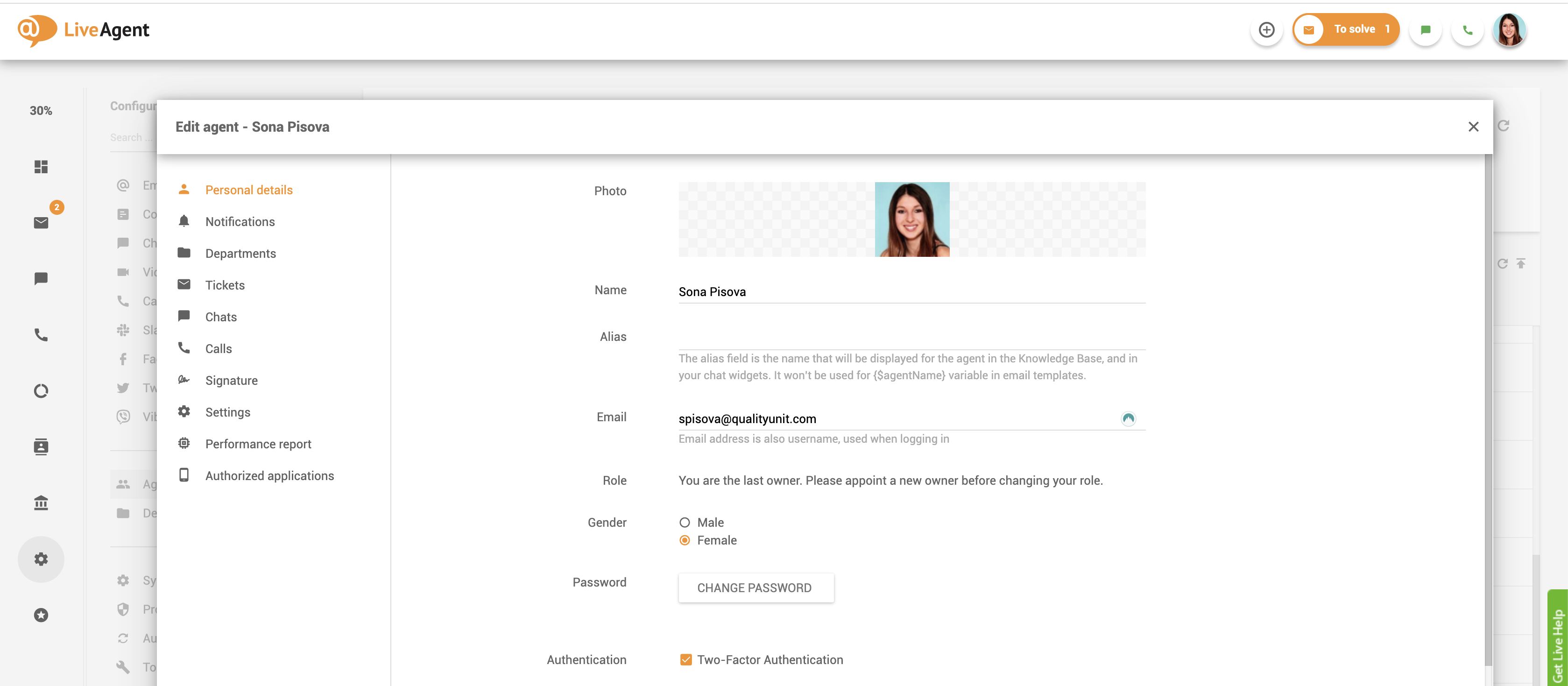 Osobní údaje agenta