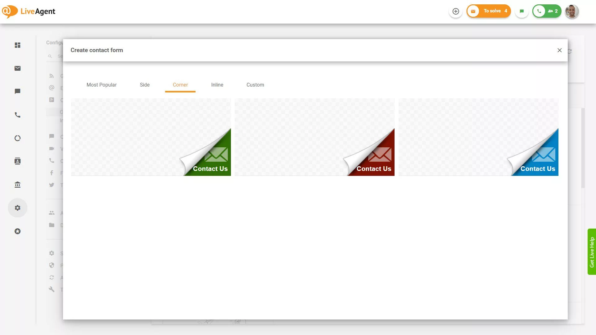 Rohové tlačítko kontaktního formuláře