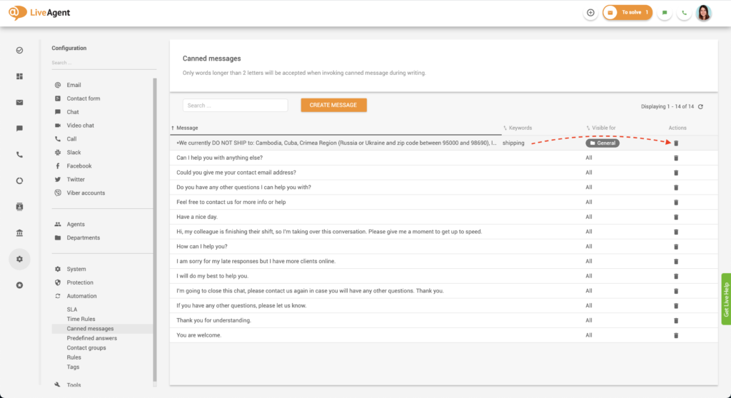 Mazání připravené zprávy