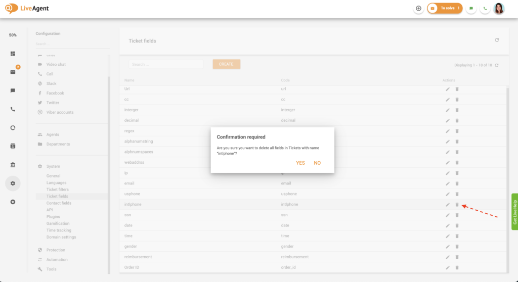 Mazání pole lístku