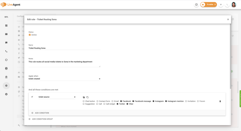 Nastavení pravidel směrování lístků - Část 1