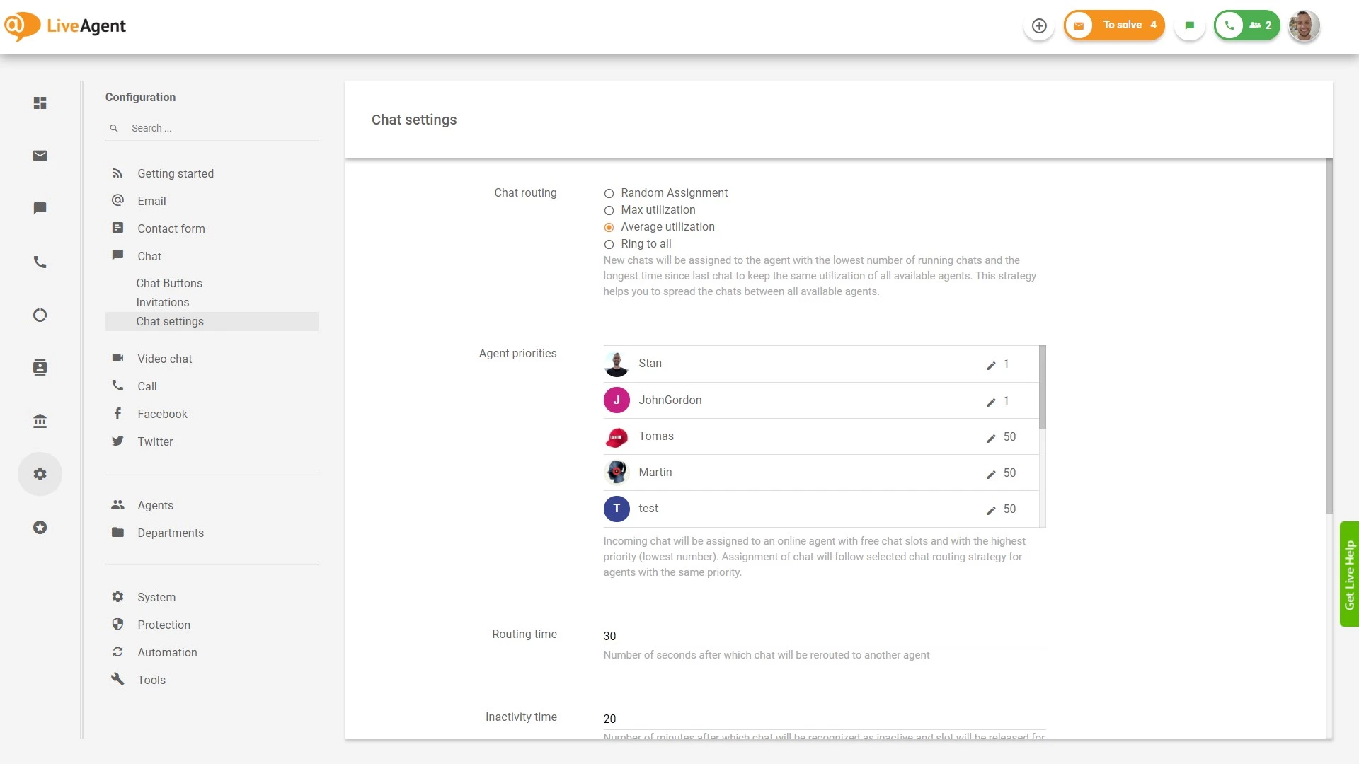 Nastavení směrování chatu