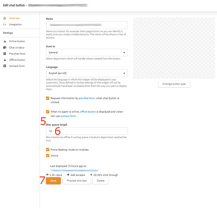 Změna maximální délky fronty na 10 v LiveAgent
