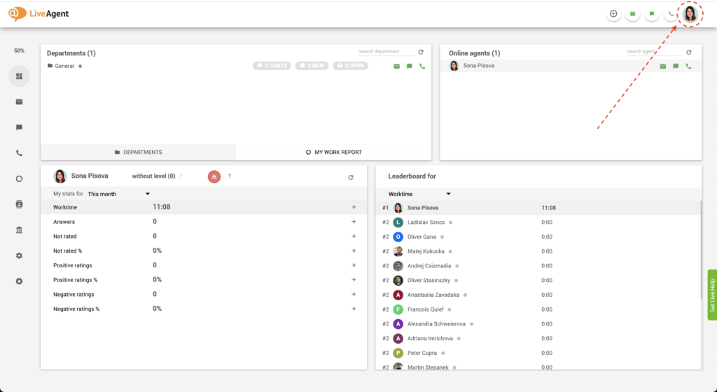 LiveAgent - najdi tlačítko pauza