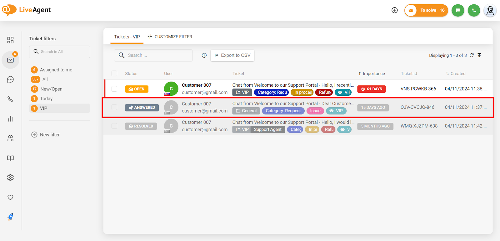 Rozhraní LiveAgent zobrazující kroky k exportu protokolu konverzace
