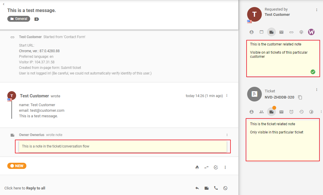 LiveAgent různé typy interních poznámek
