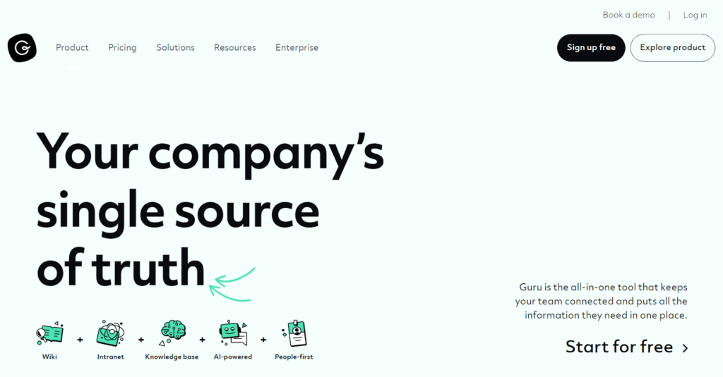 Poutavá obrazovka správy znalostí Guru