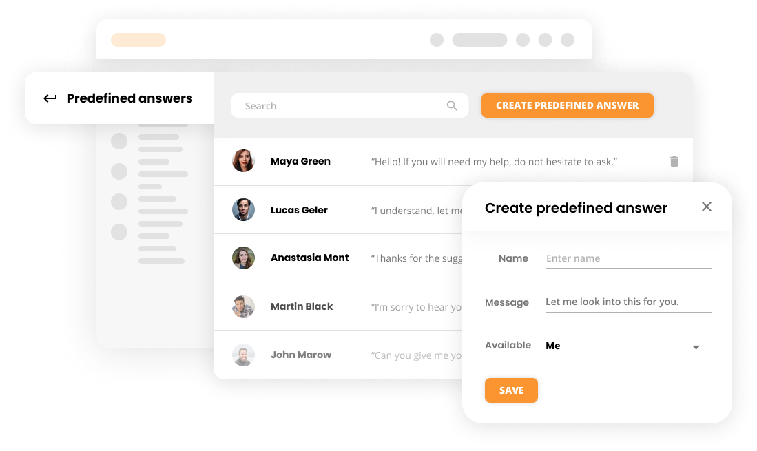 Funkce LiveAgent, která vám umožňuje vytvářet personalizované předdefinované odpovědi