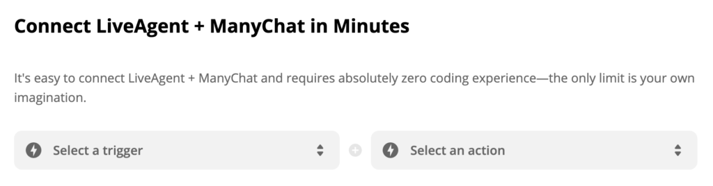 Výběr triggeru a akce v Zapier