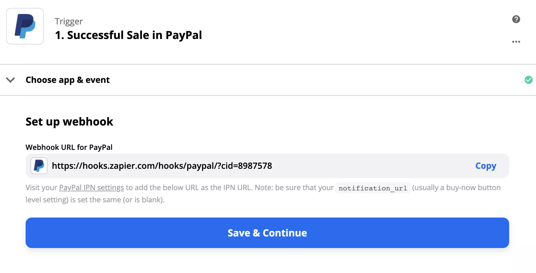 Konfigurace spouště PayPal s nastavením webhooku